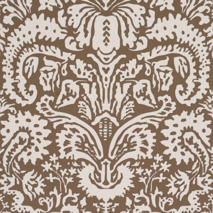 SUFFOLK DAMASK BROWN Wallcovering by Schumacher Veere Grenney Wallpaper SCH-5017720