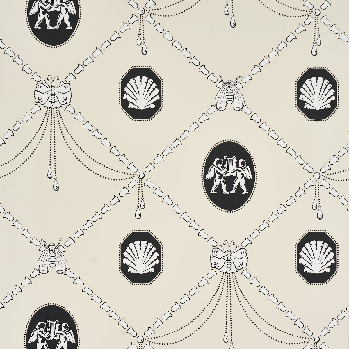 5017840.jpg Edith BLACK & IVORY Wallpaper by Schumacher - Image 1