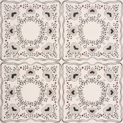 Garden Of Hearts BLACK & IVORY Wallcovering by Schumacher