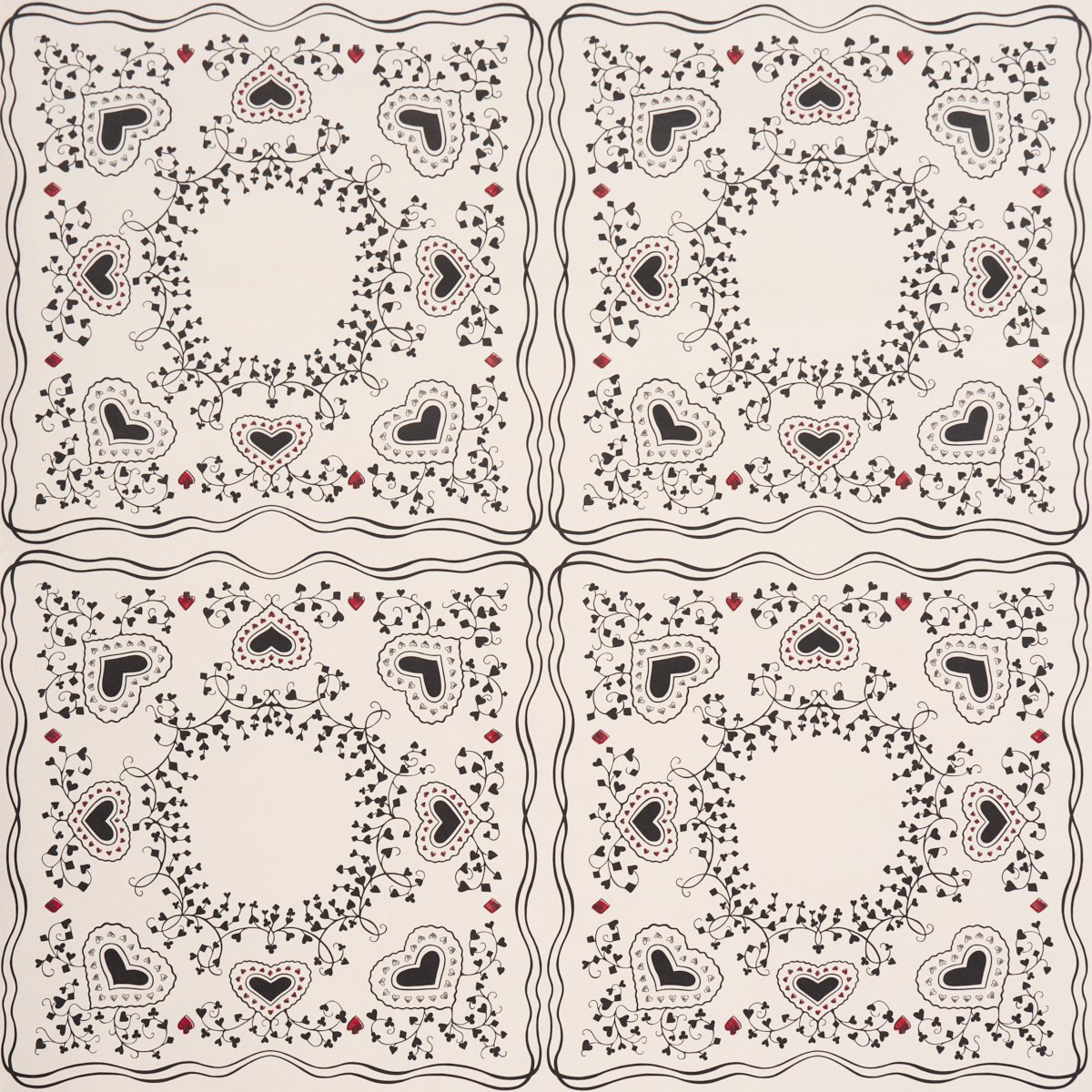 5017860.jpg Garden Of Hearts BLACK & IVORY Wallcovering by Schumacher - Image 1