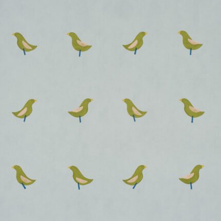 BIRDS PRINT GREEN ON SKY Wallcovering by Schumacher