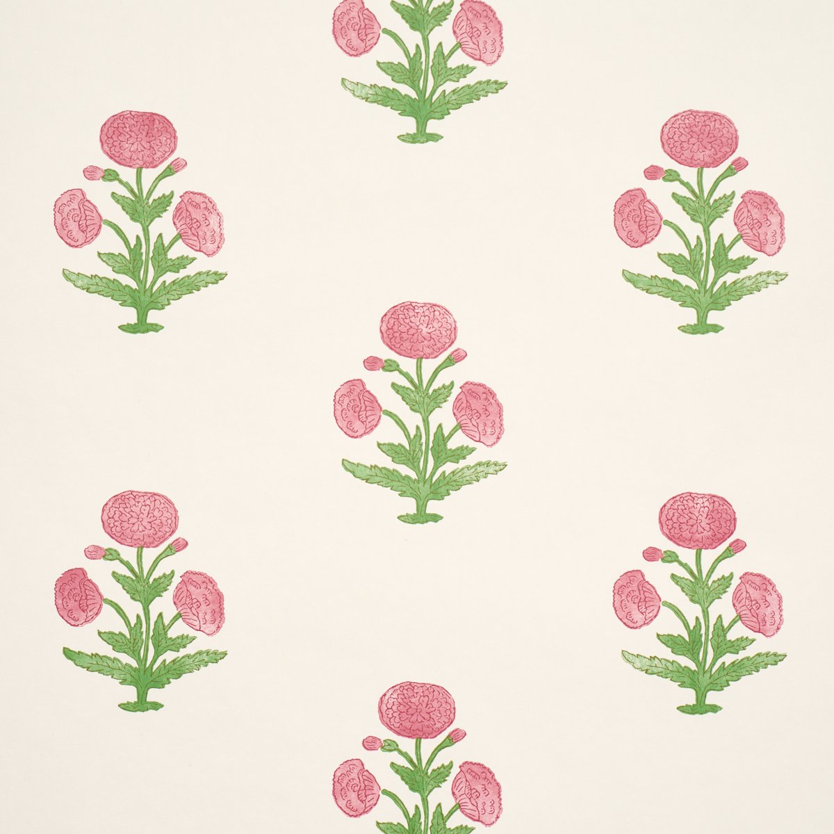 Poppy Print ROSE & GRASS Wallcovering by Schumacher Rose & Grass