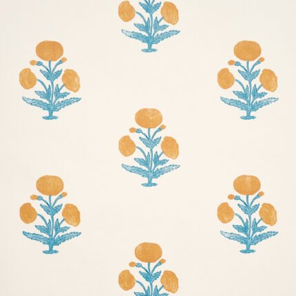 Poppy Print MUSTARD & SKY Wallcovering by Schumacher
