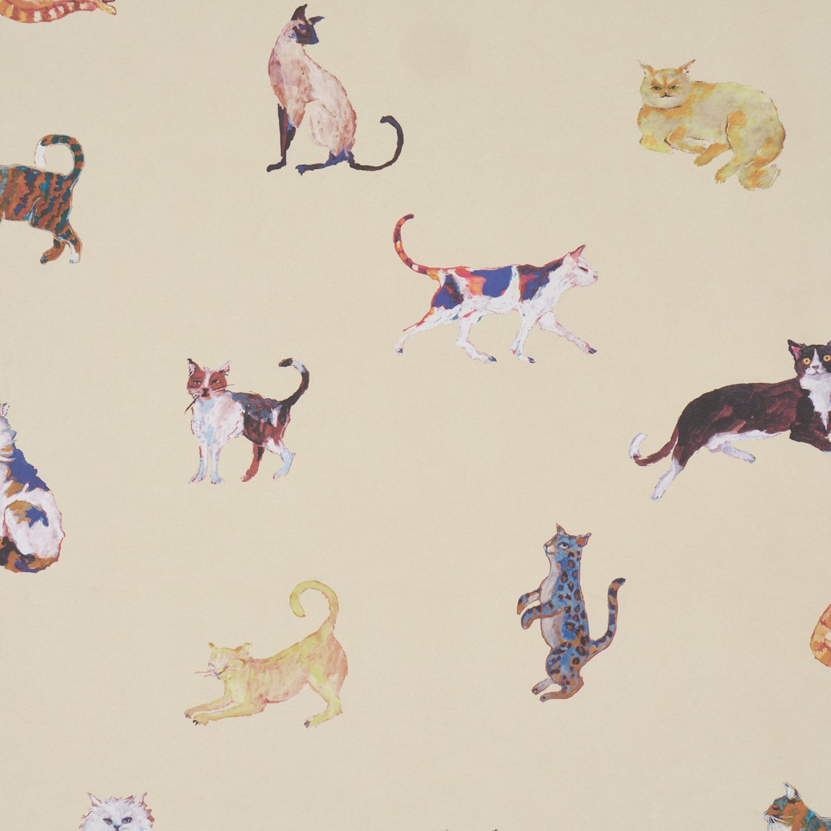 Cats CREAM Wallcovering by Schumacher Cream
