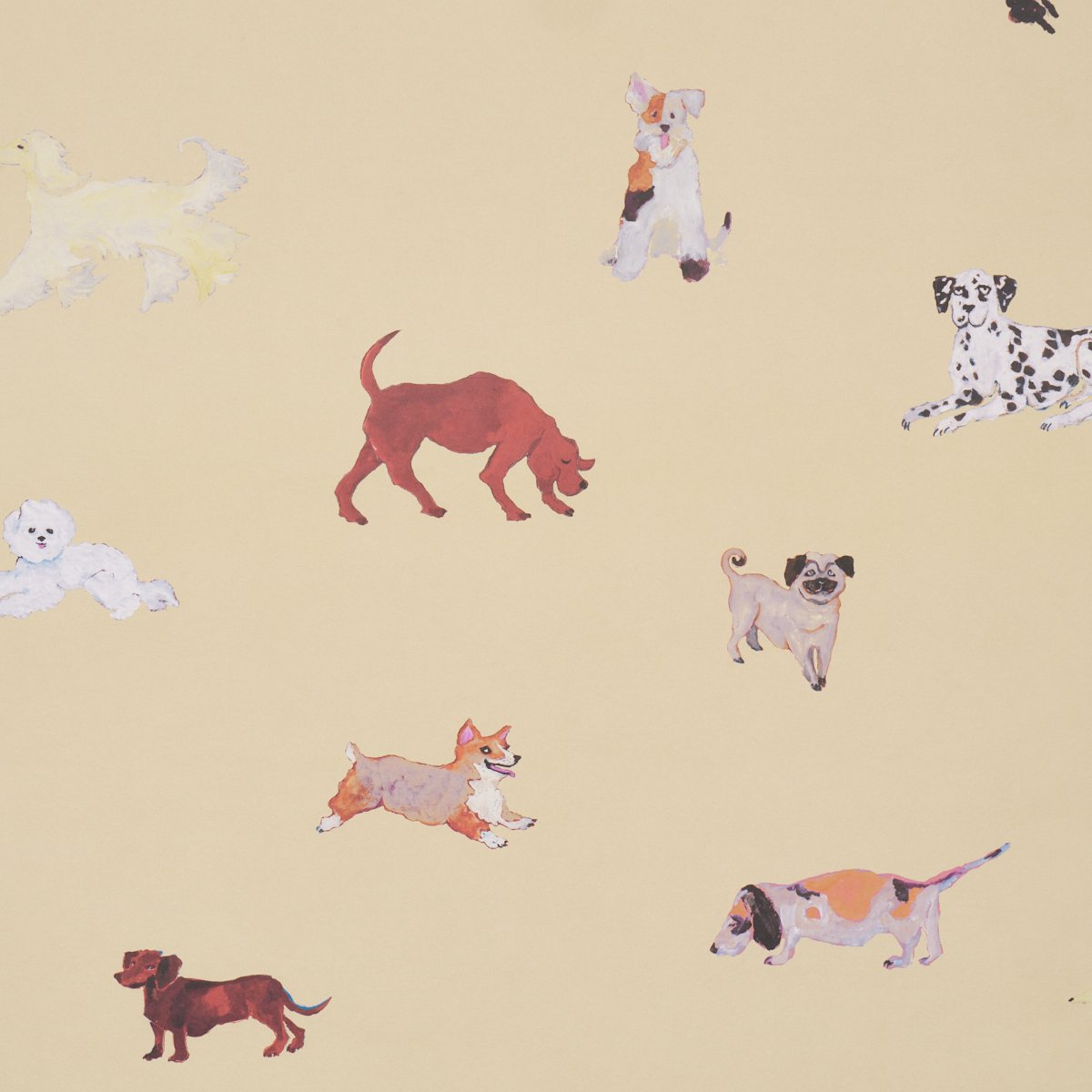 Dogs BUTTER Wallcovering by Schumacher Butter