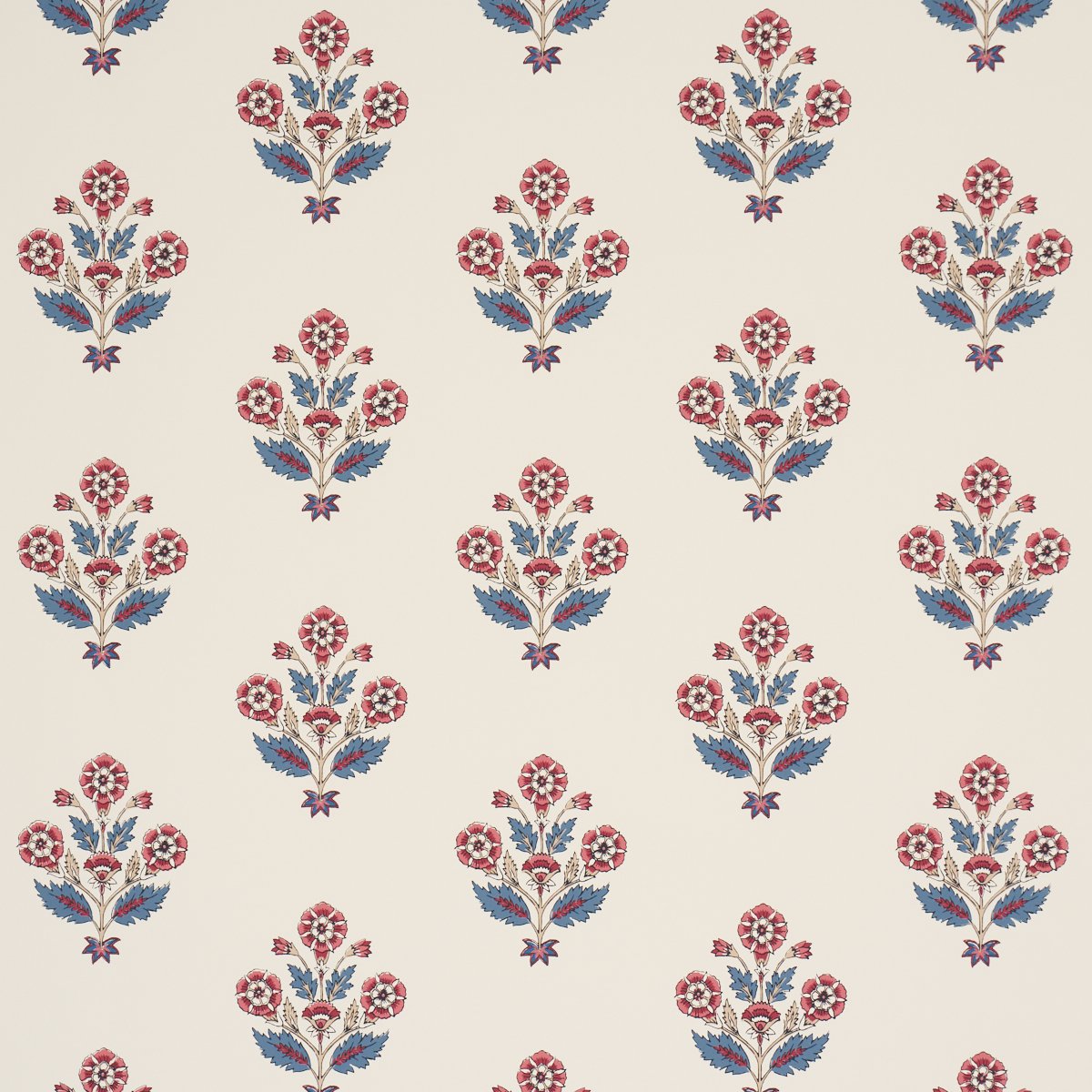5018091.jpg DALILA HAND-SCREEN PRINT RED & BLUE Wallcovering by Schumacher Bohemia Wallpaper SCH-5018091