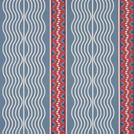 Crème Anglaise FRENCH RED & BLUE Wallpaper by Schumacher