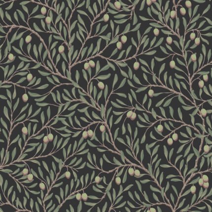 OLIVTRÄD SPRUCE AND MIDNIGHT Wallpaper by Schumacher