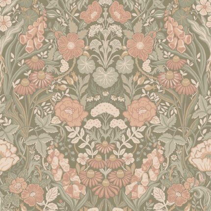 ÖRTAGÅRD BLUSH AND SAGE Wallpaper by Schumacher