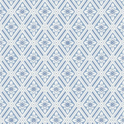 ESTER BLUE AND WHITE Wallpaper by Schumacher
