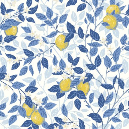 CITRONTRÄD BLUE AND YELLOW Wallpaper by Schumacher BORÅSTAPETER Wallpaper SCH-6150
