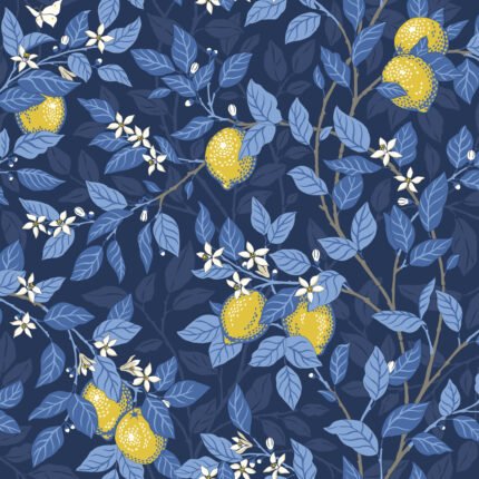 CITRONTRÄD MIDNIGHT AND YELLOW Wallpaper by Schumacher