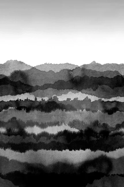 Midnatt Dark Gray Large Pattern Mural by Sandberg