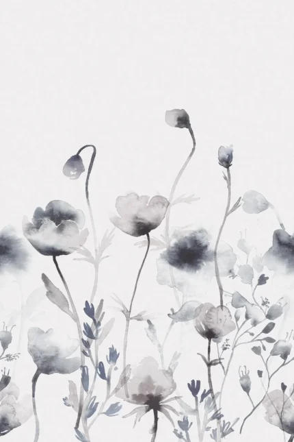 Morangen Indigo Blue Floral Mural by Sandberg
