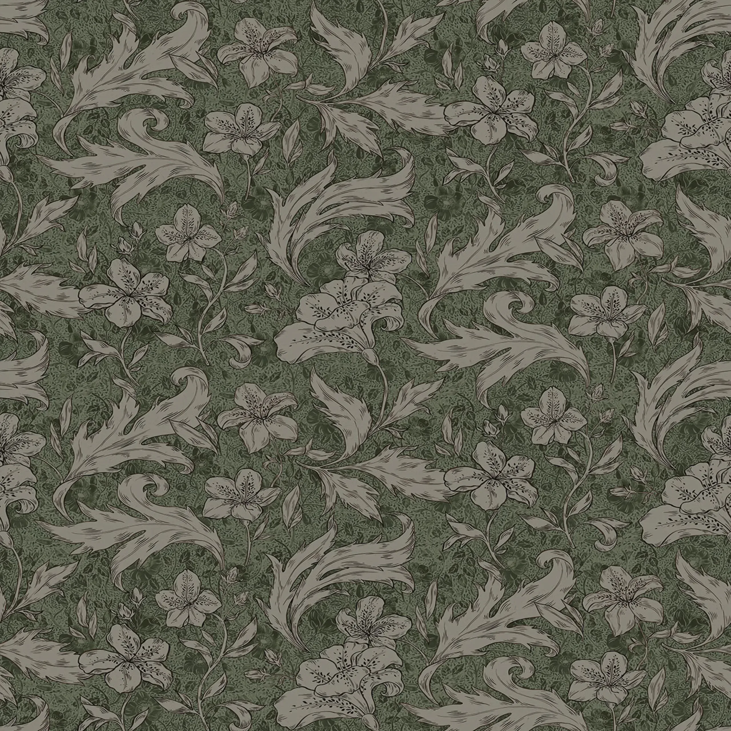 Mattias Forest Green Floral Mural by Sandberg