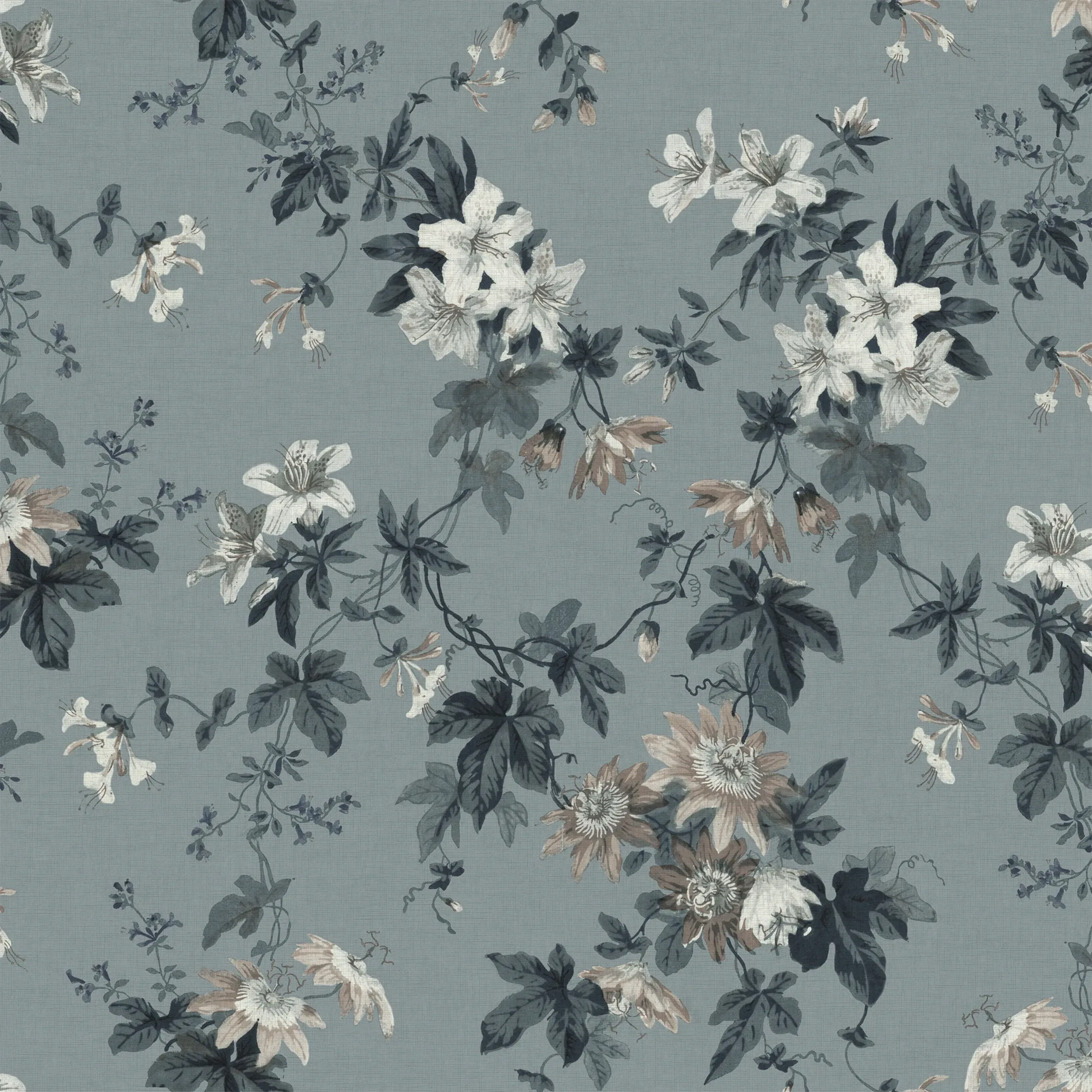 Sandra Misty Blue Floral Mural by Sandberg