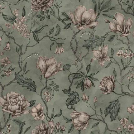 Belinda Garden Green Floral Mural by Sandberg