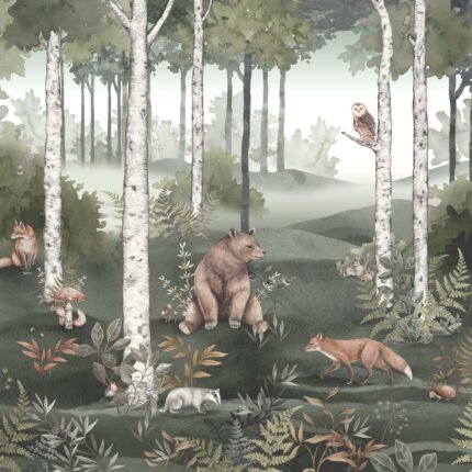 WILD FOREST MURAL SPRUCE by Schumacher