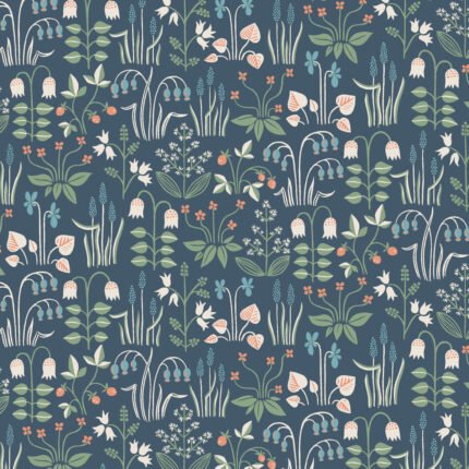 STRAWBERRY FIELD NAVY Wallpaper by Schumacher