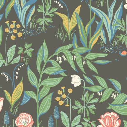 SPRING GARDEN CHARCOAL MULTI Wallpaper by Schumacher BORÅSTAPETER Wallpaper SCH-7219