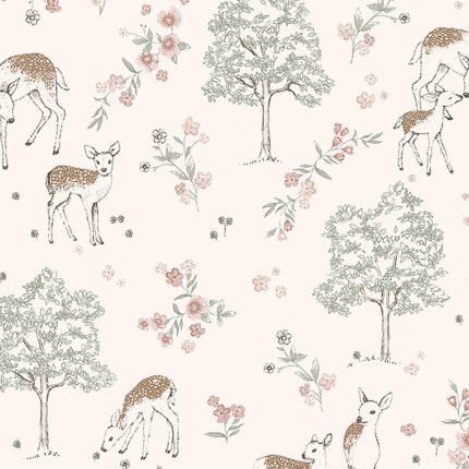 DEER LOVE BLUSH Wallpaper by Schumacher