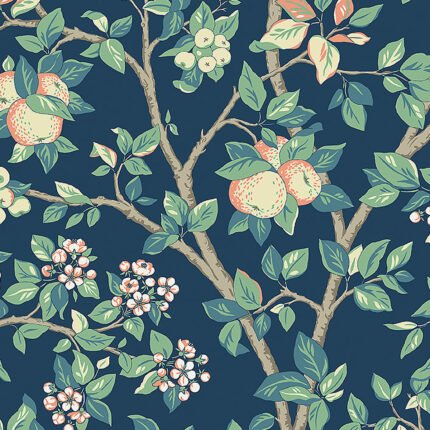 INGRID MARIE NAVY Wallpaper by Schumacher BORÅSTAPETER Wallpaper SCH-7651