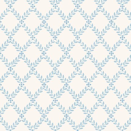 TRELLIS LEAVES BLUE Wallpaper by Schumacher