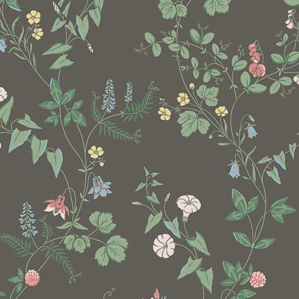 MIDSUMMERS EVE CHARCOAL Wallpaper by Schumacher