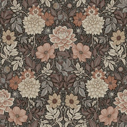 DAHLIA GARDEN BROWN Wallpaper by Schumacher
