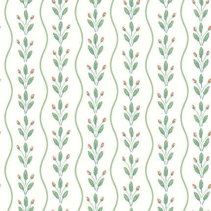 FLOWER BUDS GREEN Wallpaper by Schumacher