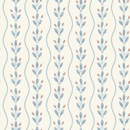FLOWER BUDS BLUE Wallpaper by Schumacher