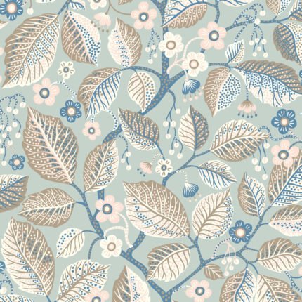 ELM TREE BLUE AND PINK Wallpaper by Schumacher