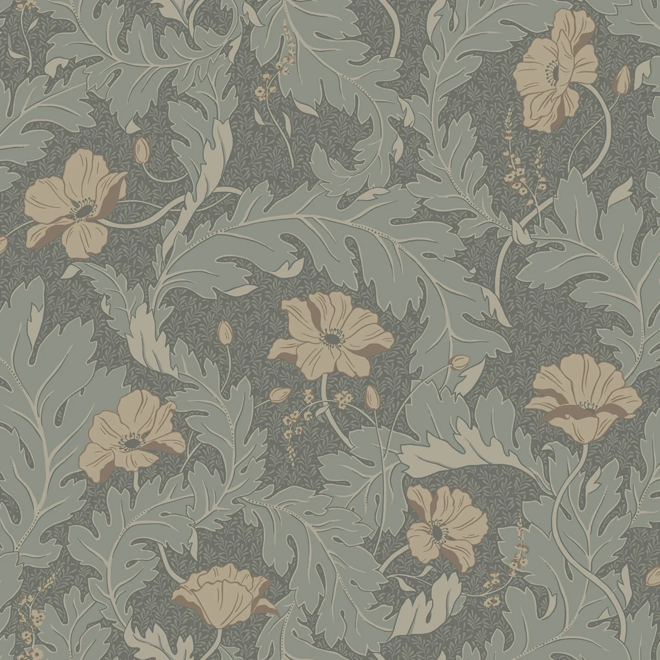 Charlotta Forest Green Floral Wallpaper by Sandberg