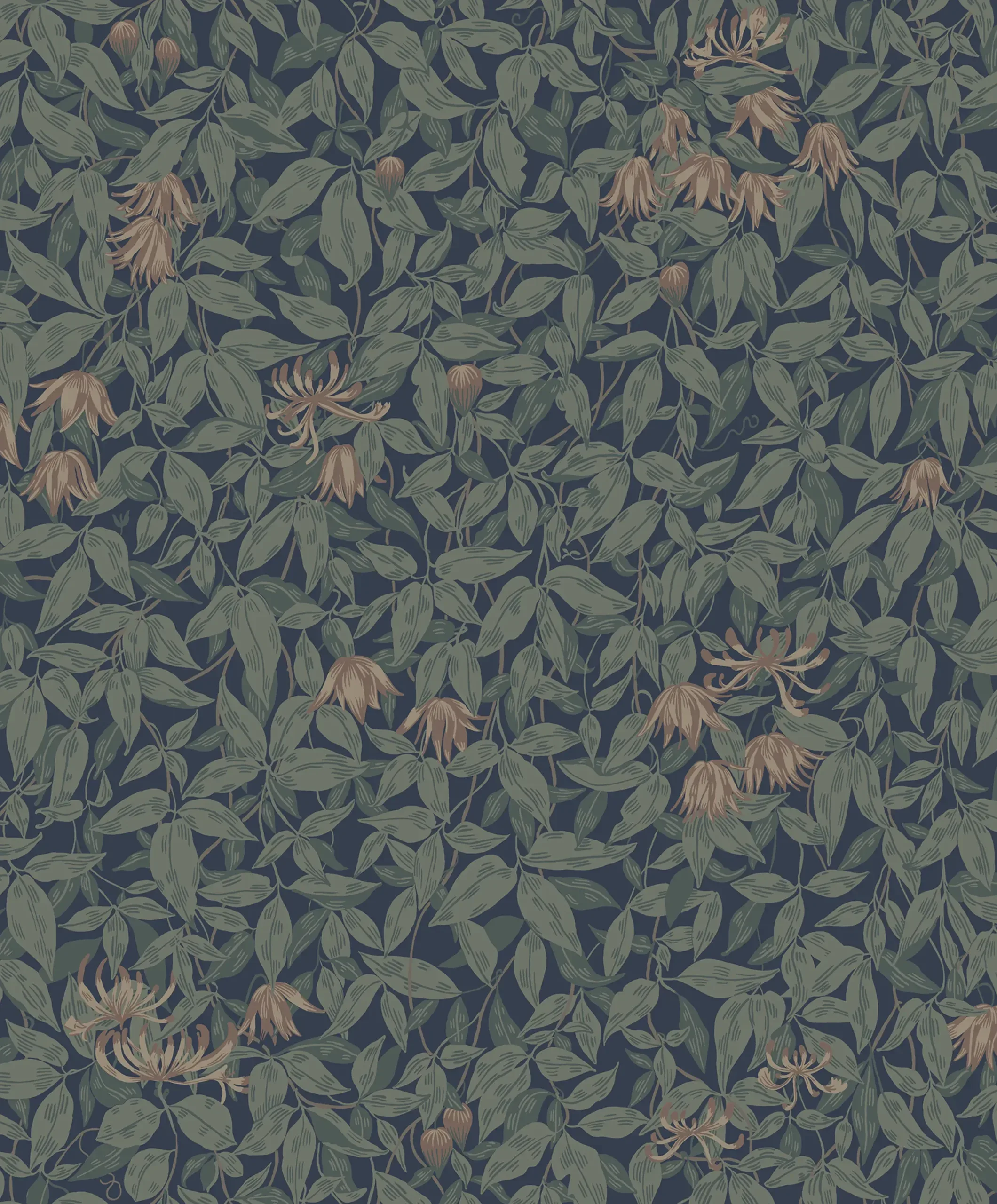 Linnea Midnight Blue Floral Wallpaper by Sandberg