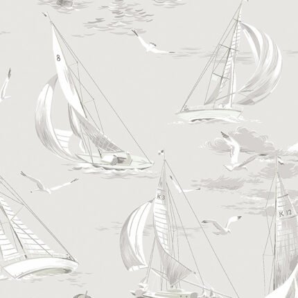 SAILBOATS GREY Wallpaper by Schumacher
