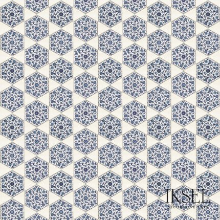 Iznik Hexagonal Tiles ORIGINAL Panel by Schumacher