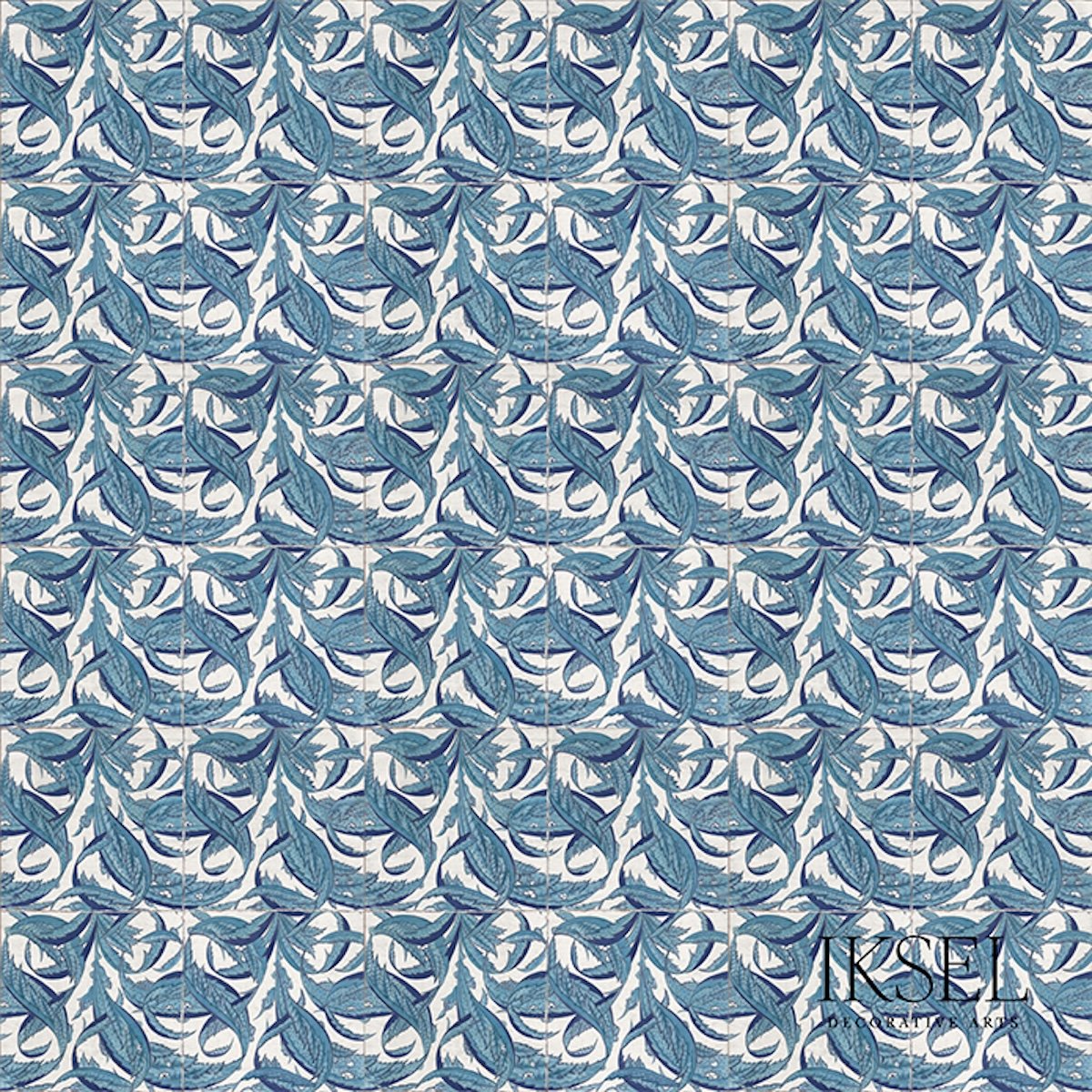 RW115CR72.jpg Iznik Leaves IZNIK BLUE Panel by Schumacher - Image 1