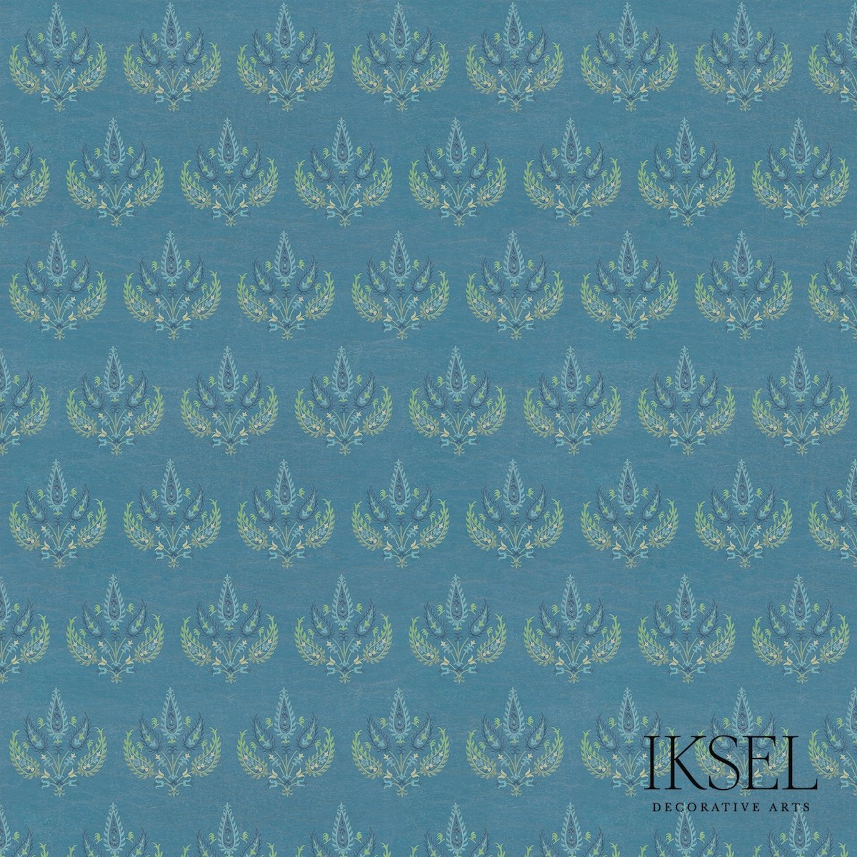 RW204CR21.jpg Embroidered Flowers DENIM BLUE Panel by Schumacher Iksel Wallpaper SCH-RW204CR21255