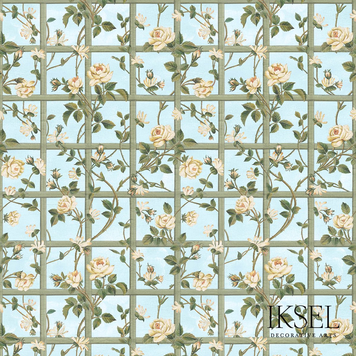 RW416CS11.jpg ROSE TRELLIS MULTICOLOR Wall Mural Panel by Schumacher Iksel Wallpaper SCH-RW416CS11255
