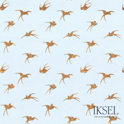 Japanese Birds SKY BLUE-GOLD Wall Mural Panel by Schumacher