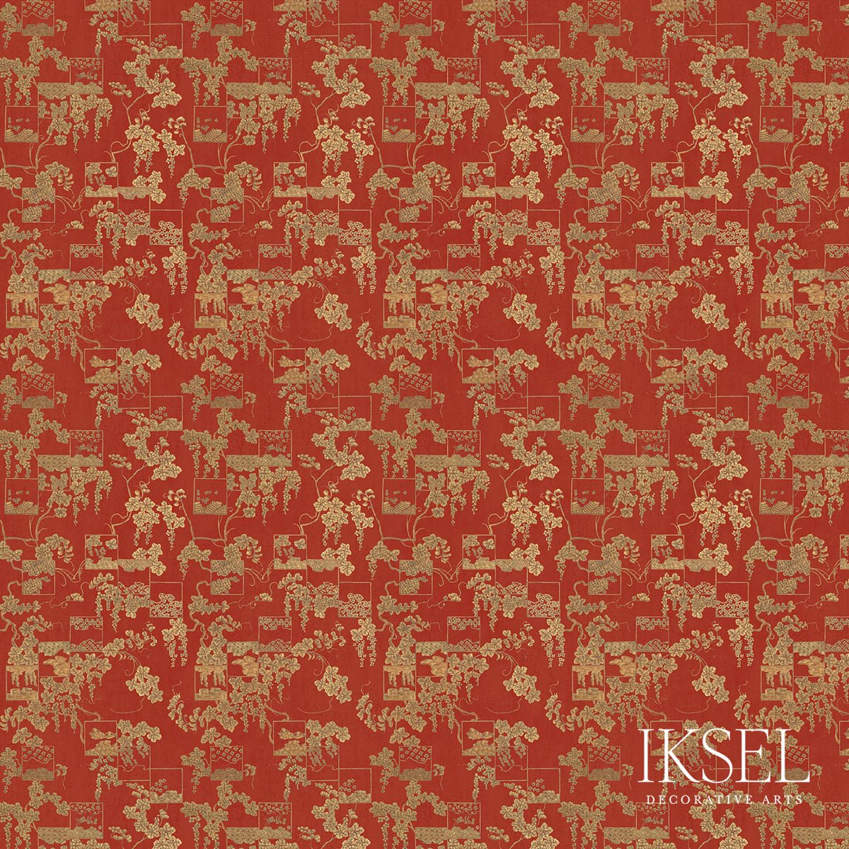 RW603CR39.jpg Japanese Hokkaido BURGUNDY-GOLD Panel by Schumacher - Image 1