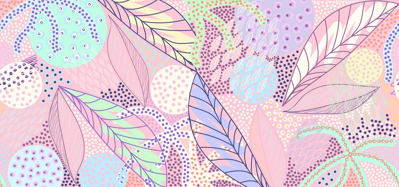 rebelwalls-artsy-leafs-pink-r20432-flat Artsy Leafs, Pink - Image 1