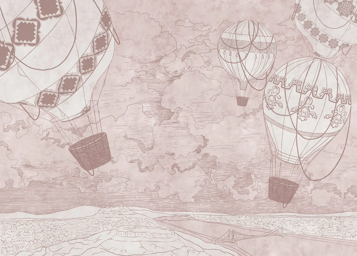 rebelwalls-balloon-travelers-pink-r20947-flat Balloon Travelers, Pink - Image 1