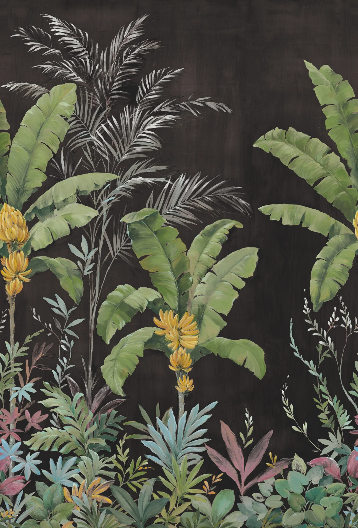 rebelwalls-banana-tree-jungle-black-r18832-flat Banana Tree Jungle, Black - Image 1