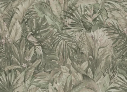 Birds in the Jungle, Light Green | Free Shipping