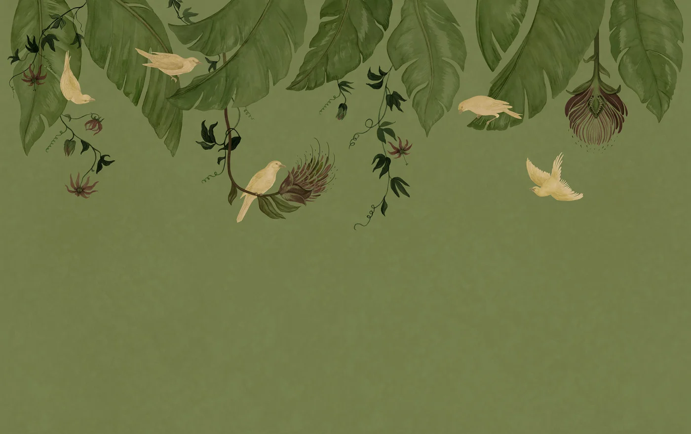 rebelwalls-birds-in-the-trees-green-r21466-flat Birds in the Trees, Green - Image 1