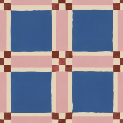 Bold Grid, Blue, Peach, Red | Free Shipping