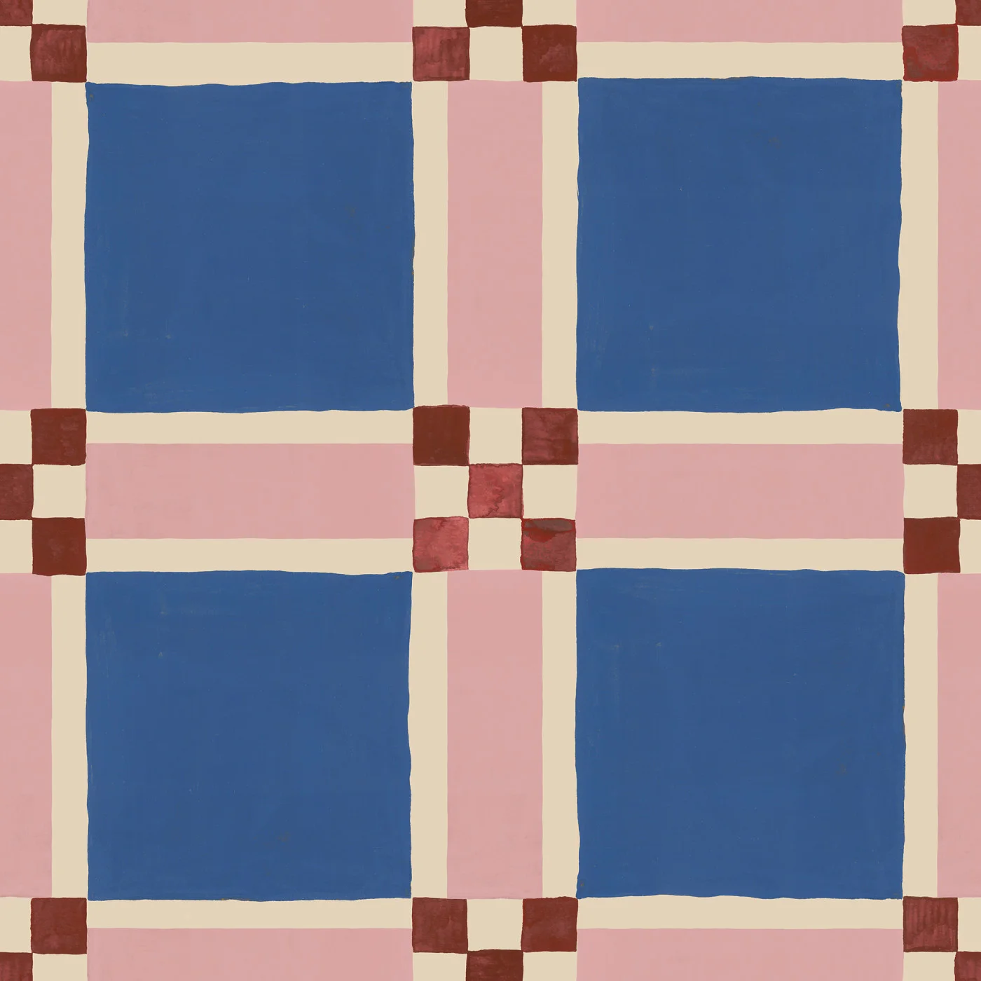 rebelwalls-bold-grid-blue-r21597-flat Bold Grid, Blue, Peach, Red | Free Shipping - Image 1