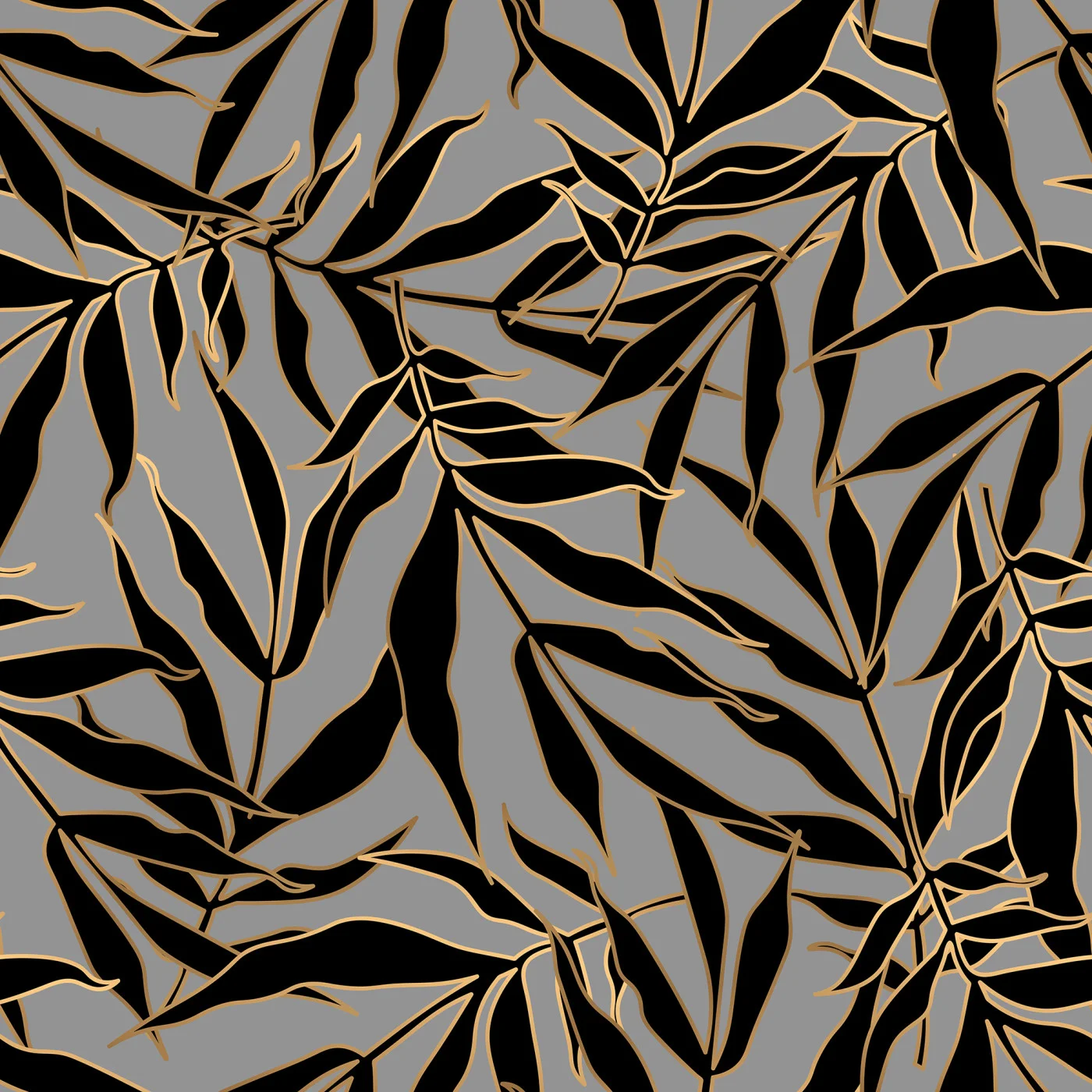 rebelwalls-bold-leaves-gray-r22538-flat Bold Leaves – Gray - Image 1