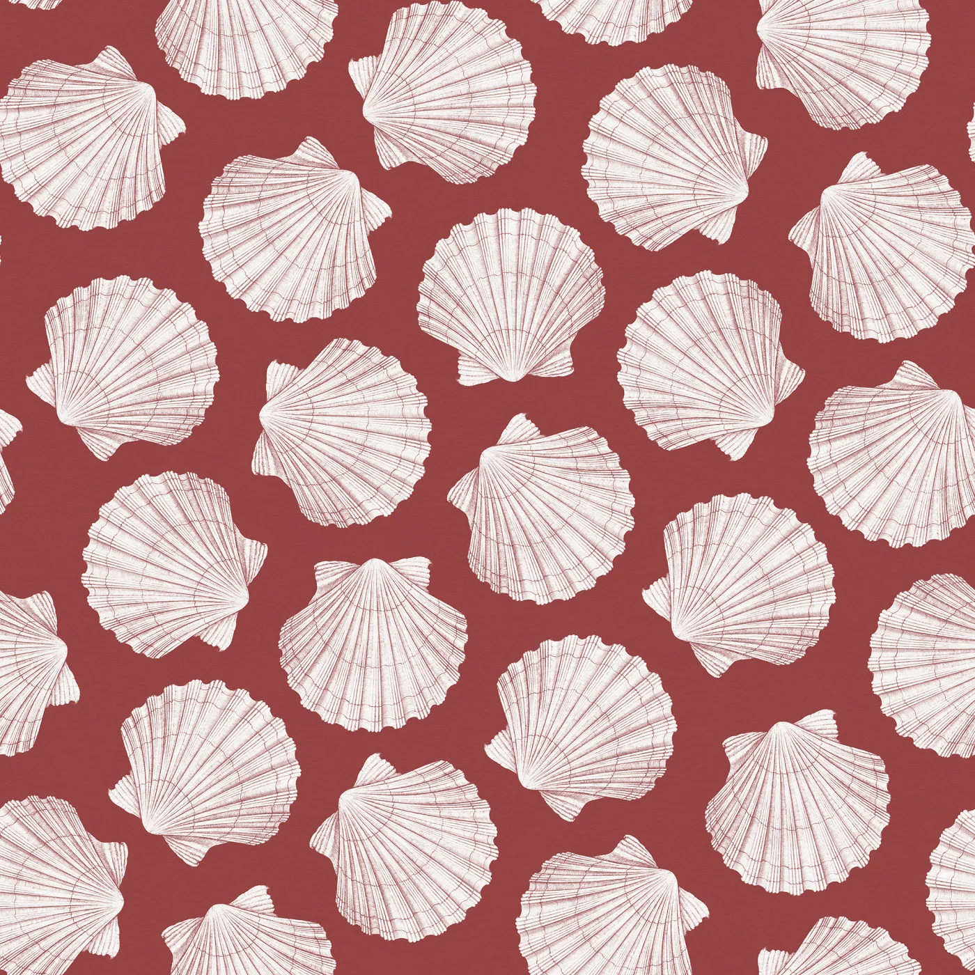 rebelwalls-bold-shell-red-r20455-flat Bold Shell, Red - Image 1